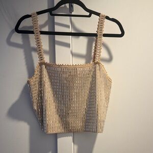 Sandro Beige Textured Crop Top